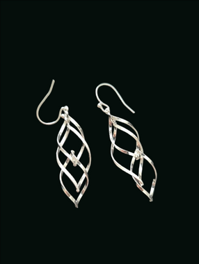 Sterling Silver Twisted Drop Dangle Earrings - Silver